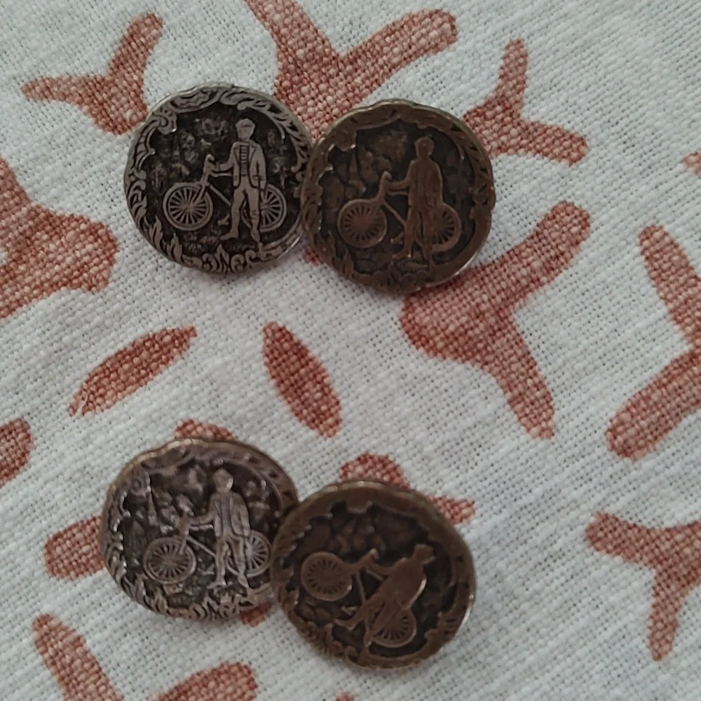 Vintage Motif Cyclist and Bicycle Cufflinks/Craft embellishment